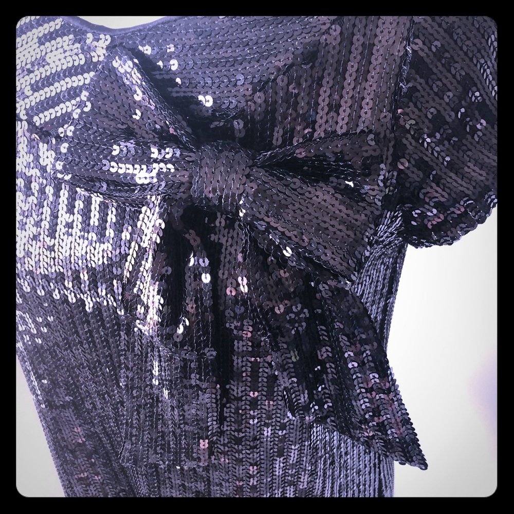 Black Sequin Dress with Bow detail